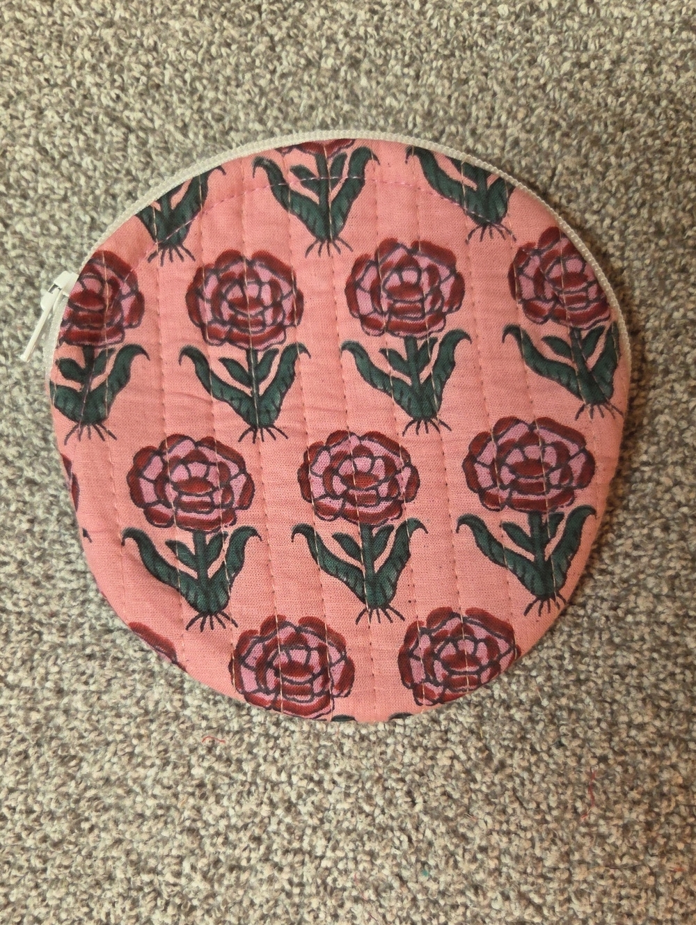 Round Quilted Floral Pouch #69
